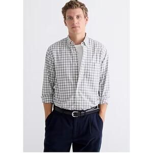 NWT J. Crew Secret Wash Poplin Shirt S White Gray Gingham Men's BF792 J.Crew